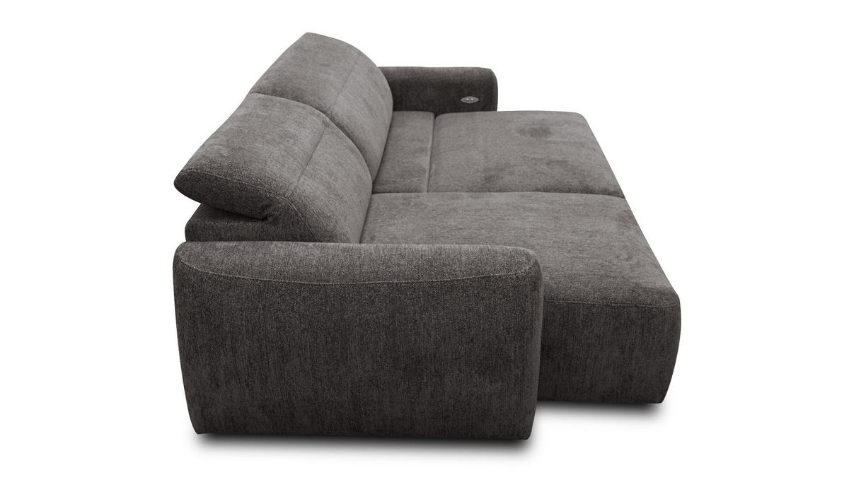 ECKSOFA NERO 4-Sitzer, dunkelgrau - Dunkelgrau/Schwarz, Holz/Textil (272/81/159cm) - Courtois Laville