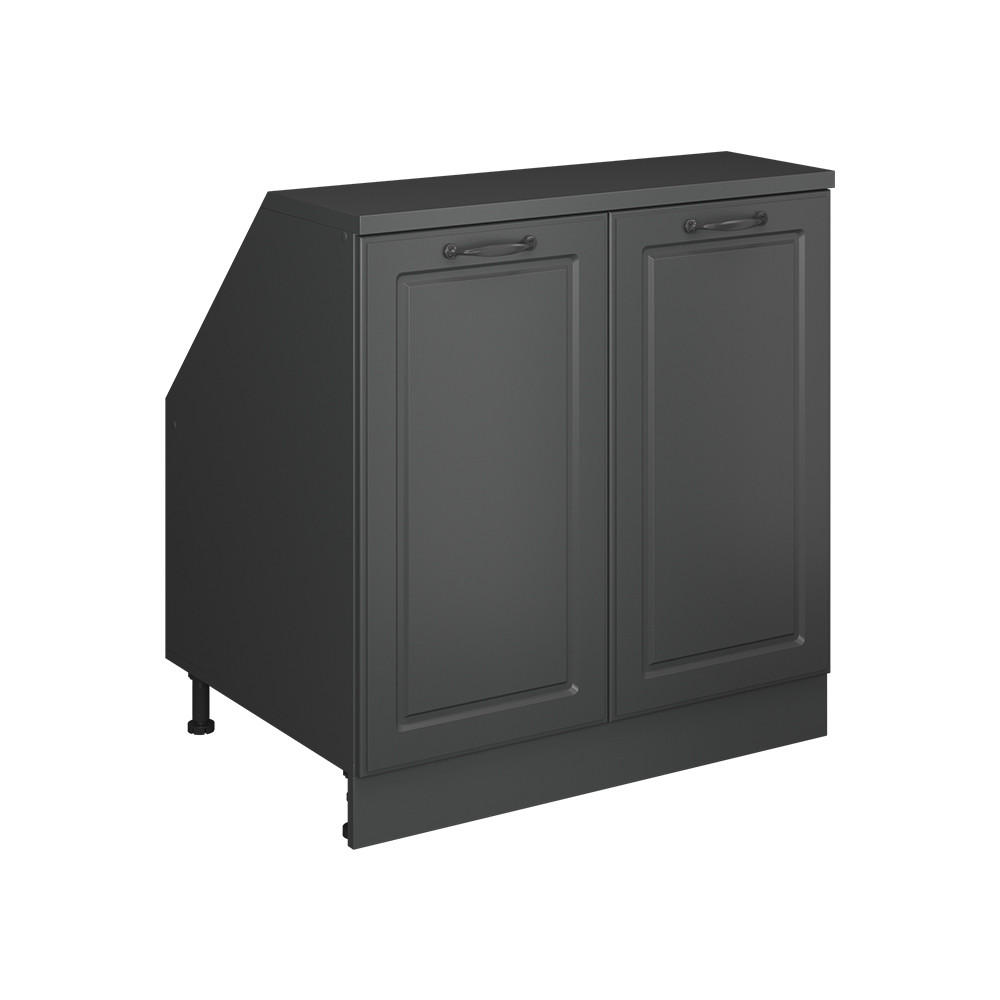 KUCHYNSKÁ SKRIŇA PRE ŠIKMÉ STRECHY R-Line Antracitový vidiecky dom 80 cm s 2 dverami, korpus skrine hĺbka 60 cm - antracitová, kompozitné drevo (80/83.8/60cm) - Vicco