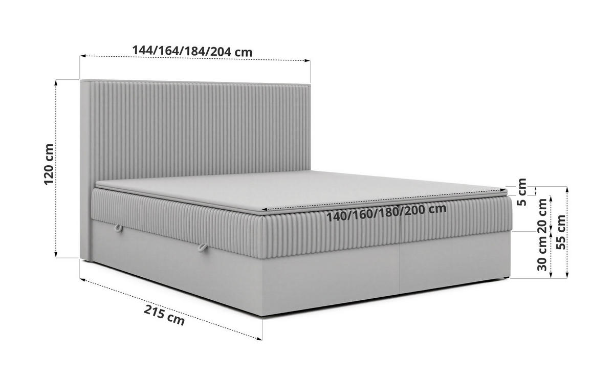 BOXSPRINGOVÁ POSTEĽ TRAVIT 140/200 - Hnědá Manšestr - Topper Visco - H4 (tvrdý) - hnedá/čierna, textil/plast (140/200cm) - MKS