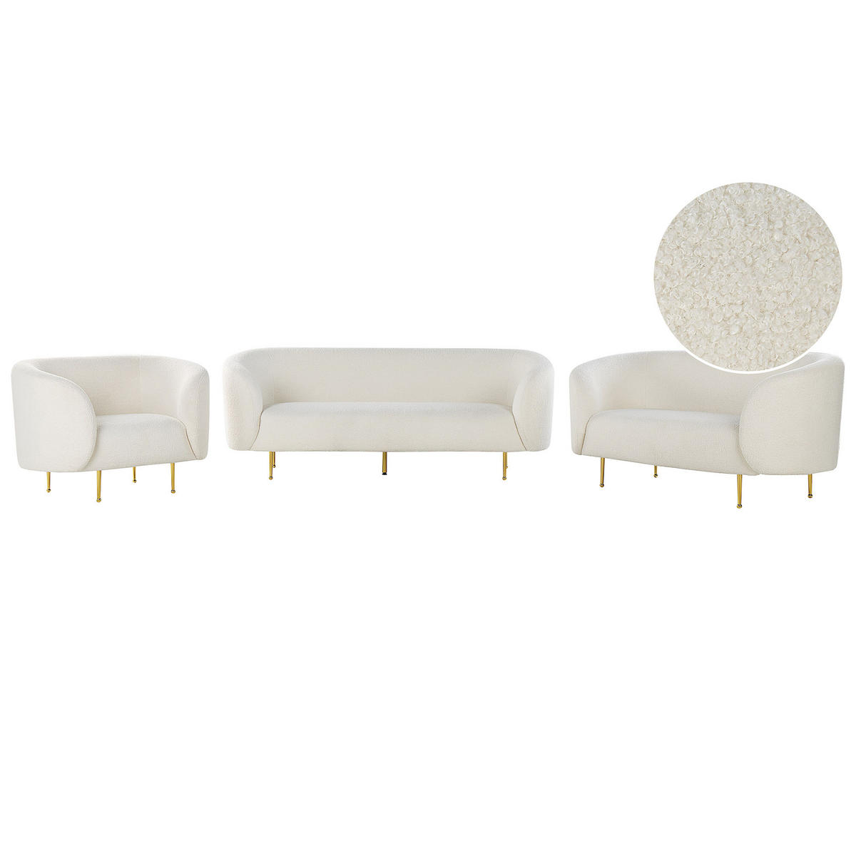6-SITZER SOFA SET Bouclé Weiß Loen - Weiß, Textil (200/79/70cm) - Beliani