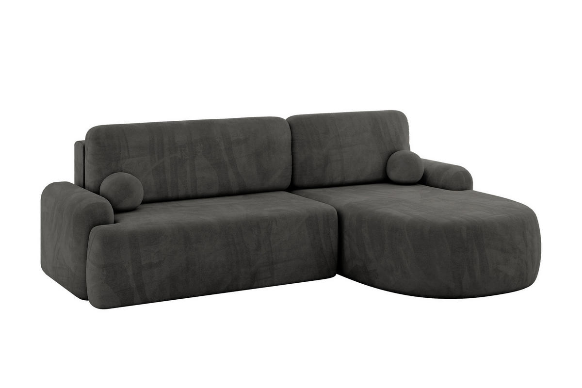 ECKSOFA mit Schlaffunktion und Bettkasten LIRA-L - 264x172x89 Dunkelgrau - Dunkelgrau, Holzwerkstoff/Textil (172/264cm) - ALTDECOR