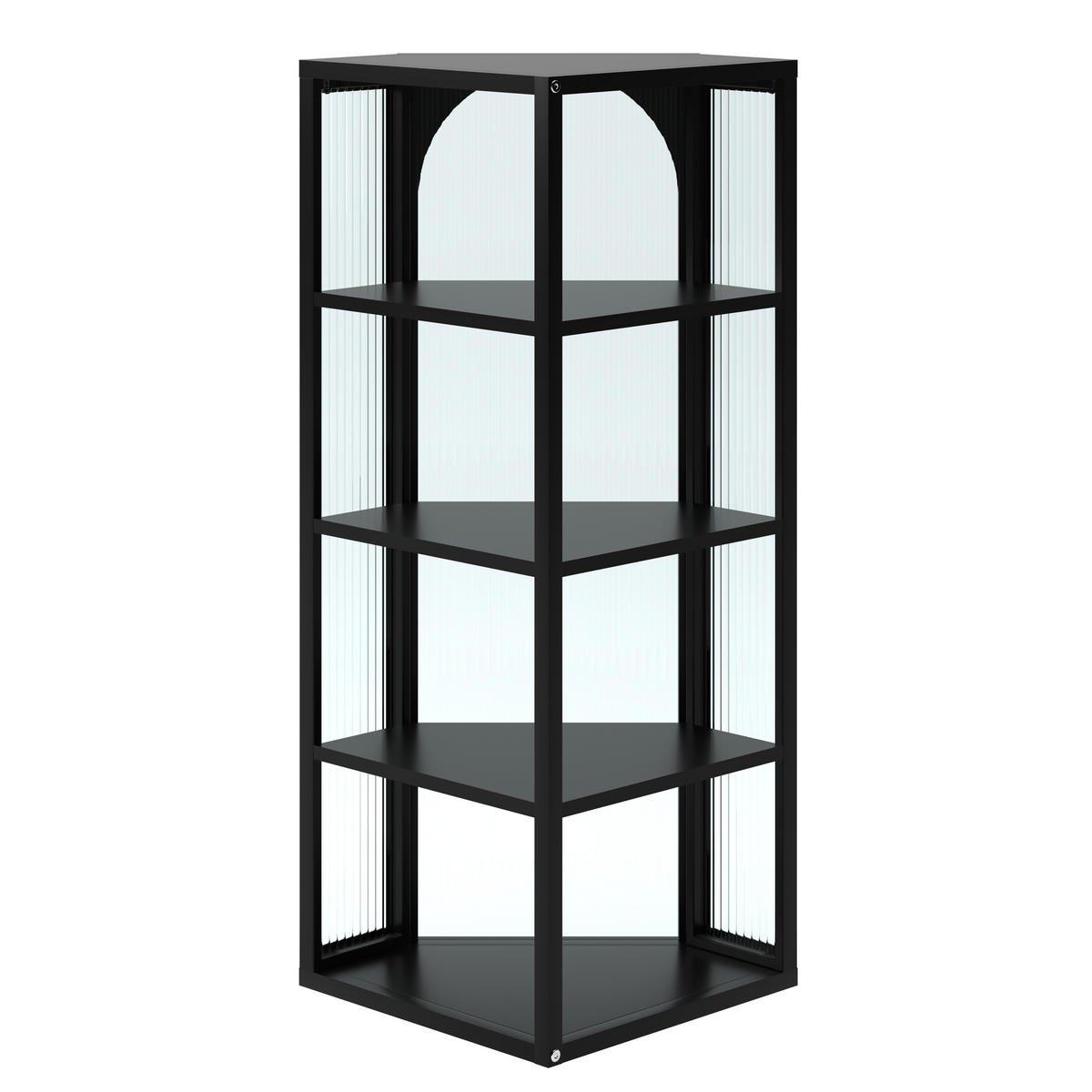 BAD-WANDSCHRANK Schwarz, Glastür & 4 Ablagen, 56 x 40 x 105 cm - Schwarz, Metall (56/105/40cm) - Urban Meuble