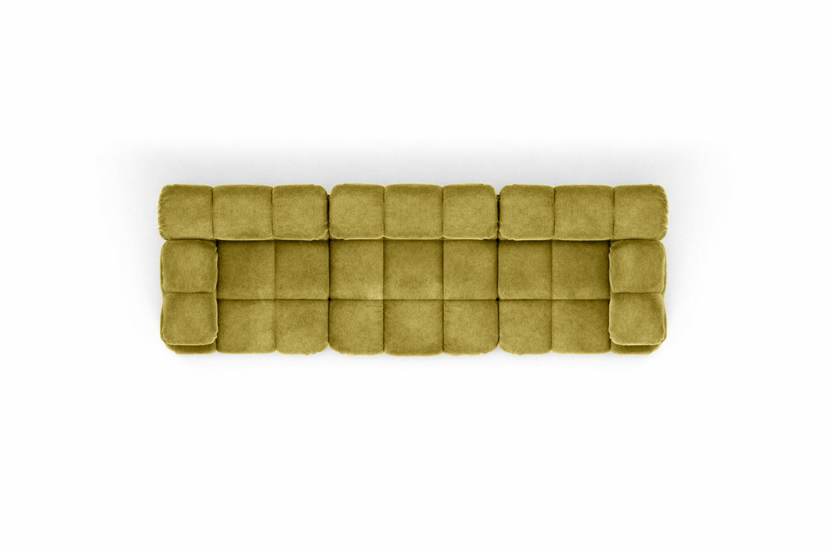 COUCH, 3-Sitzer Modular, Veloursstoff Salvador, Olive, Selia - Olivgrün, Holz (285/70/95cm) - Kaiser Möbel