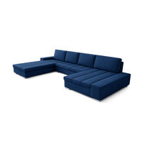 WOHNLANDSCHAFT VERONA U-Form mit Schlaffunktion, Bettkasten und Wellenfederung – Großzügiges Ecksofa 387 cm - Blau, Kunststoff (387/85/213cm) - Wohnideebilder
