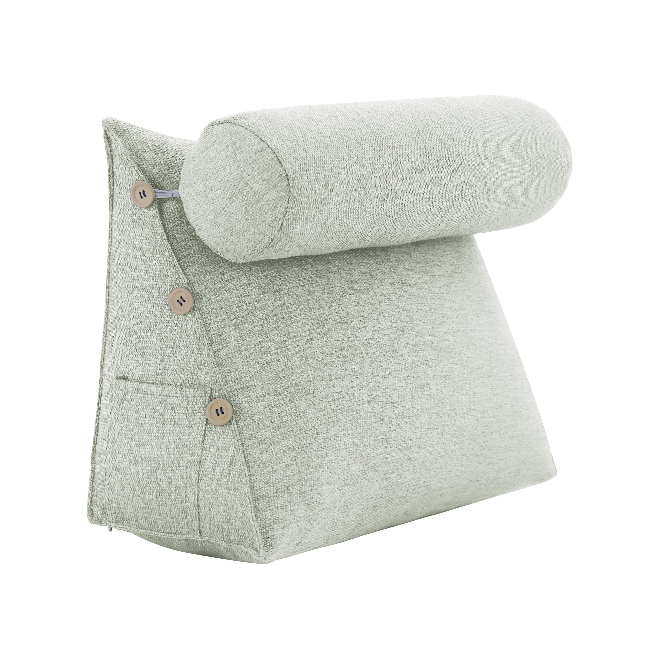 KEILKISSEN mit Nackenrolle Leinenlook Weiß 60 cm - Weiß, Textil (50/60cm) - Vercart
