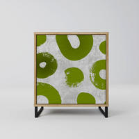 SIDEBOARD GREEN RHAPSODY, Eichefarben, 57,5x42x67,5 cm, Schwarze Metall-Rahmenfüße - Eichefarben/Multicolor, Holzwerkstoff/Metall (57.5/67.5/42cm) - SpaceRebels