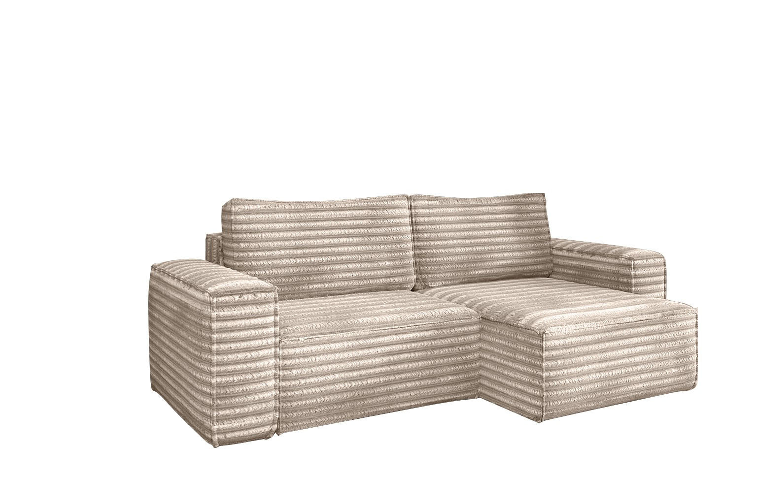 ECKSCHLAFSOFA Bohoo-Ecksofa mit Schlaffunktion stoff Velo Beige Rechts - Beige, Holz/Textil (248/140cm) - Kaiser Möbel
