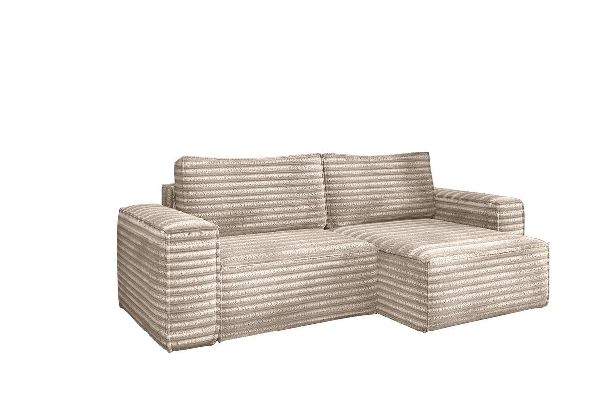 ECKSCHLAFSOFA Bohoo-Ecksofa mit Schlaffunktion stoff Velo Beige Rechts - Beige, Holz/Textil (248/140cm) - Kaiser Möbel