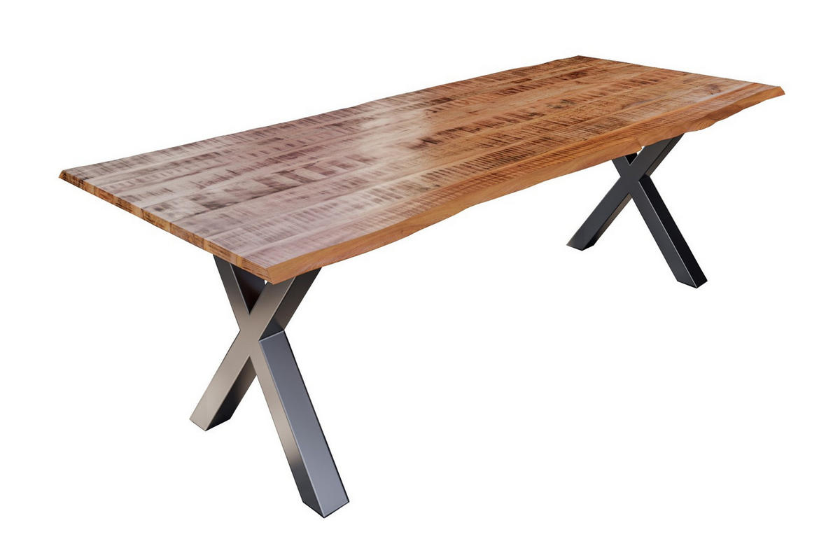 ESSTISCH DORA X - Beige/Silberfarben, Holz/Metall (100/240/77cm) - SAM