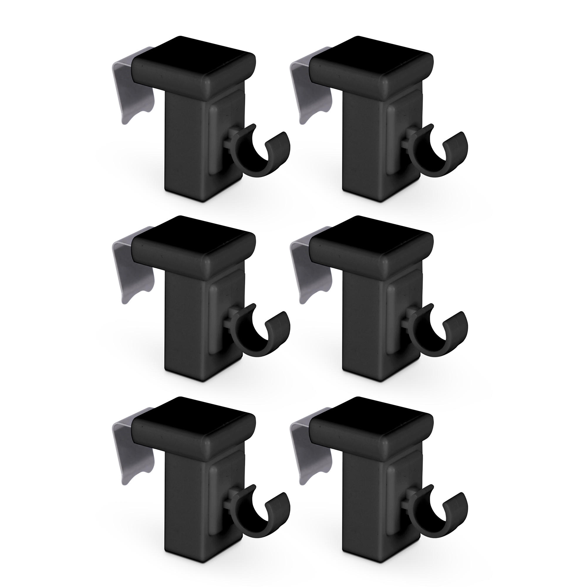 KLEMMTRÄGER für Cafehausstangen 6er Pack - Schwarz, Kunststoff (2/4/4cm) - Bestlivings