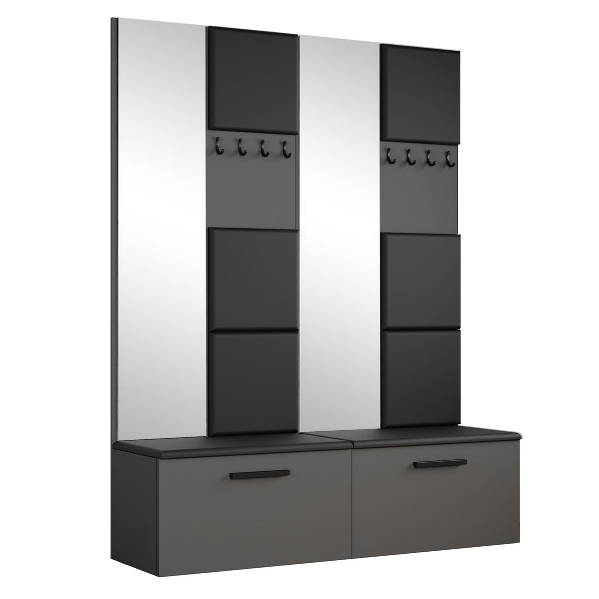 GARDEROBENSCHRANK MODULO 161,2/204/40 cm Modern Garderobe-Set Grau - Schwarz/Grau, Holzwerkstoff (161.2/204/40cm) - MASSENO