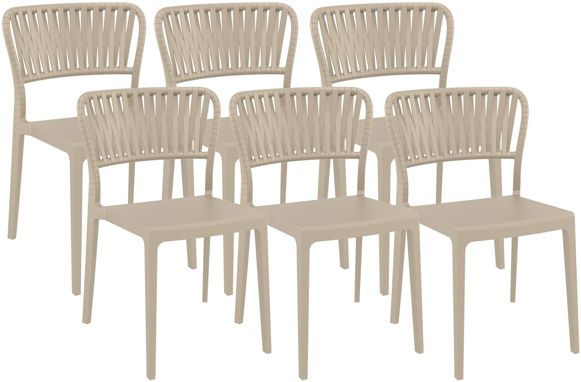 GARTENSTUHL 6er Set Kunststoff Taupe - Taupe, Kunststoff (45/84/55cm) - CLP