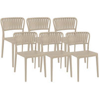 GARTENSTUHL 6er Set Kunststoff Taupe - Taupe, Kunststoff (45/84/55cm) - CLP