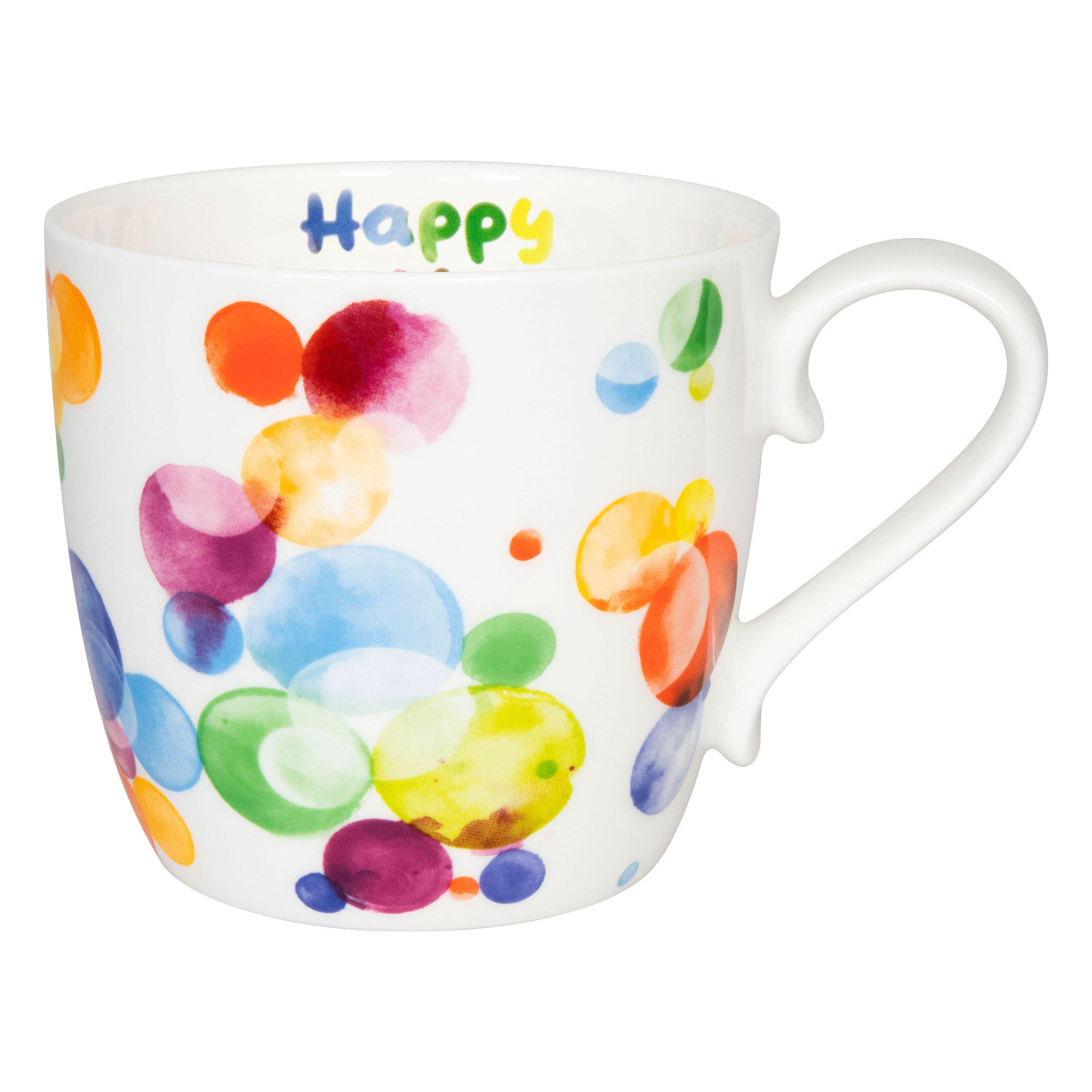 KAFFEEBECHER Happy Birthday Bubbles - Naturfarben, Keramik (0.45L) - Könitz