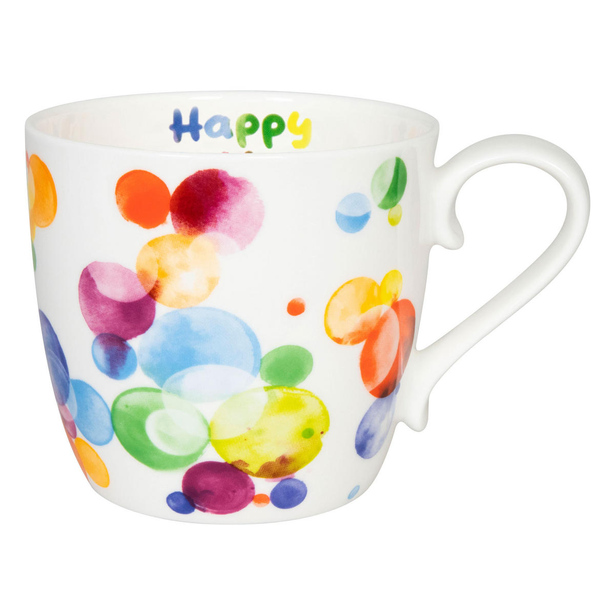 KAFFEEBECHER Happy Birthday Bubbles - Naturfarben, Keramik (0.45L) - Könitz