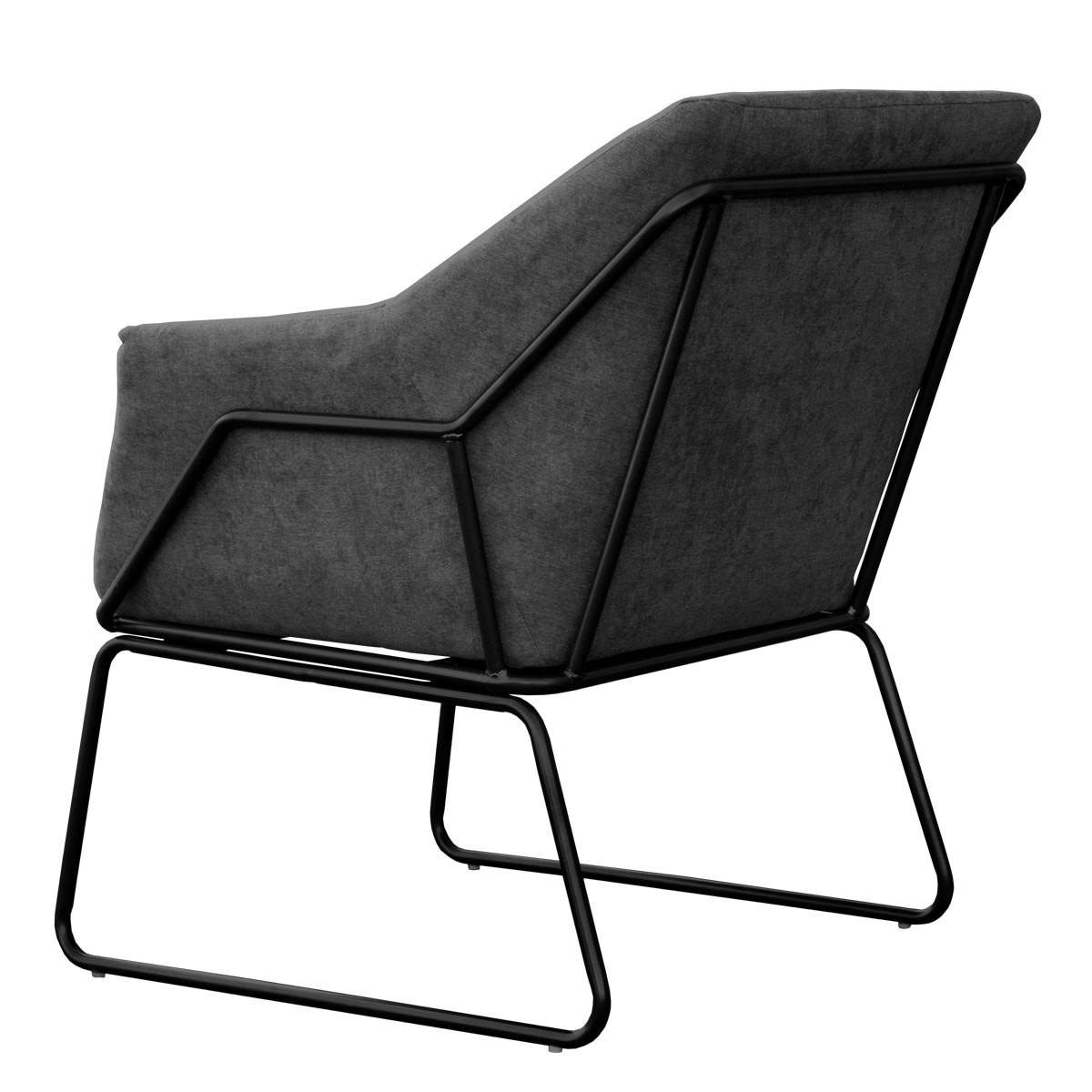 LOUNGESESSEL JOSIE Stoffbezug Anthrazit - Anthrazit/Schwarz, Textil (68/82/64cm) - SVITA