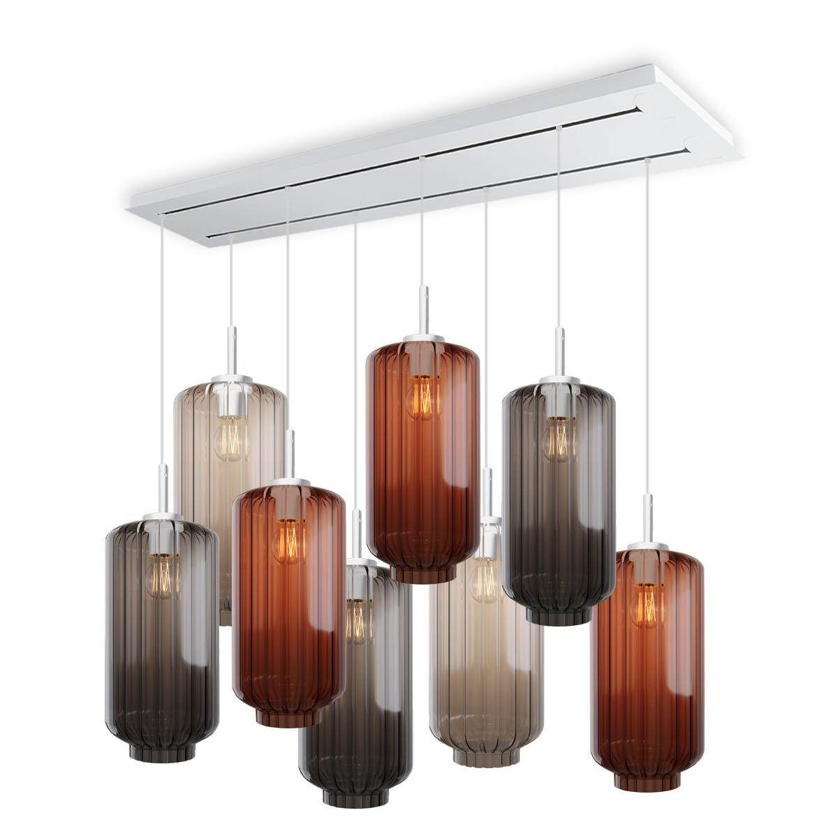 HÄNGELEUCHTE Velo 8-flammig Mehrfarbig Ø 18cm - Multicolor/Weiß, Glas (18/18/33cm) - s.luce