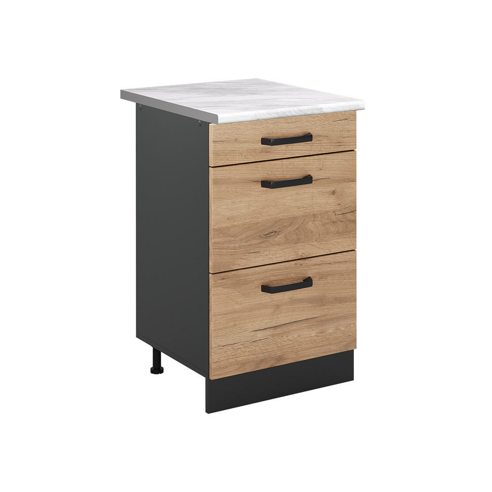 KÖKSUNDERSKÅP R-Line, Goldkraft ek/antracit, 50 cm Marmuras stalviršis Ekfärgad, Antracit 81.6/50/60 cm