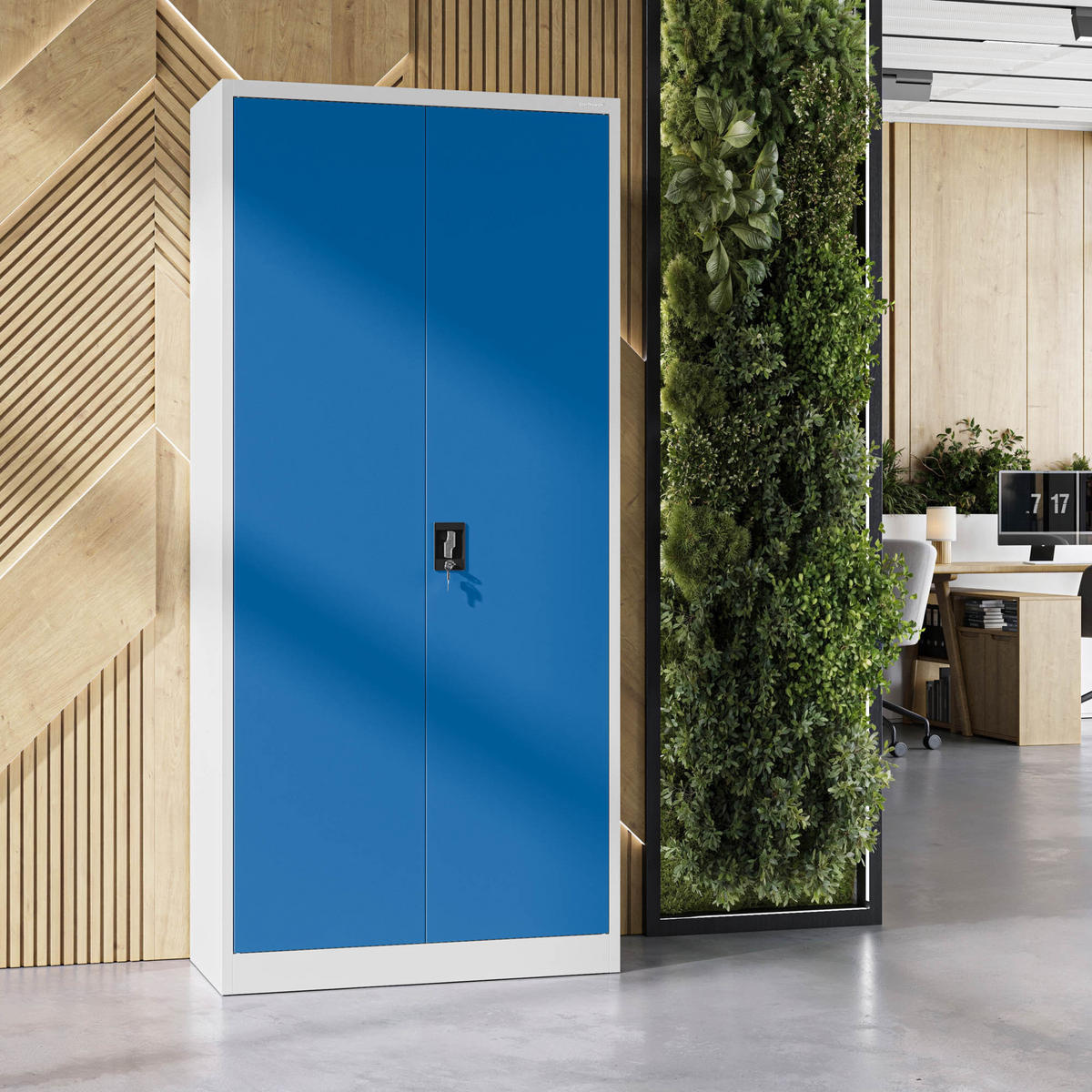 AKTENSCHRANK JAN H - Blau/Grau, Metall (90/195/40cm) - Jan Nowak