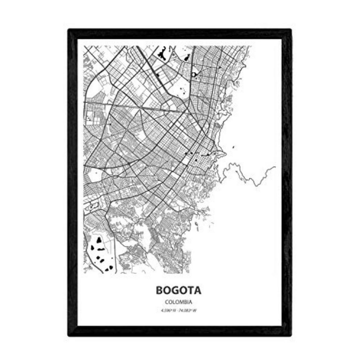 POSTER Bogota - Kolumbien A4 Schwarzer Rahmen - Schwarz, Papier (29.7/5/21cm) - Nacnic