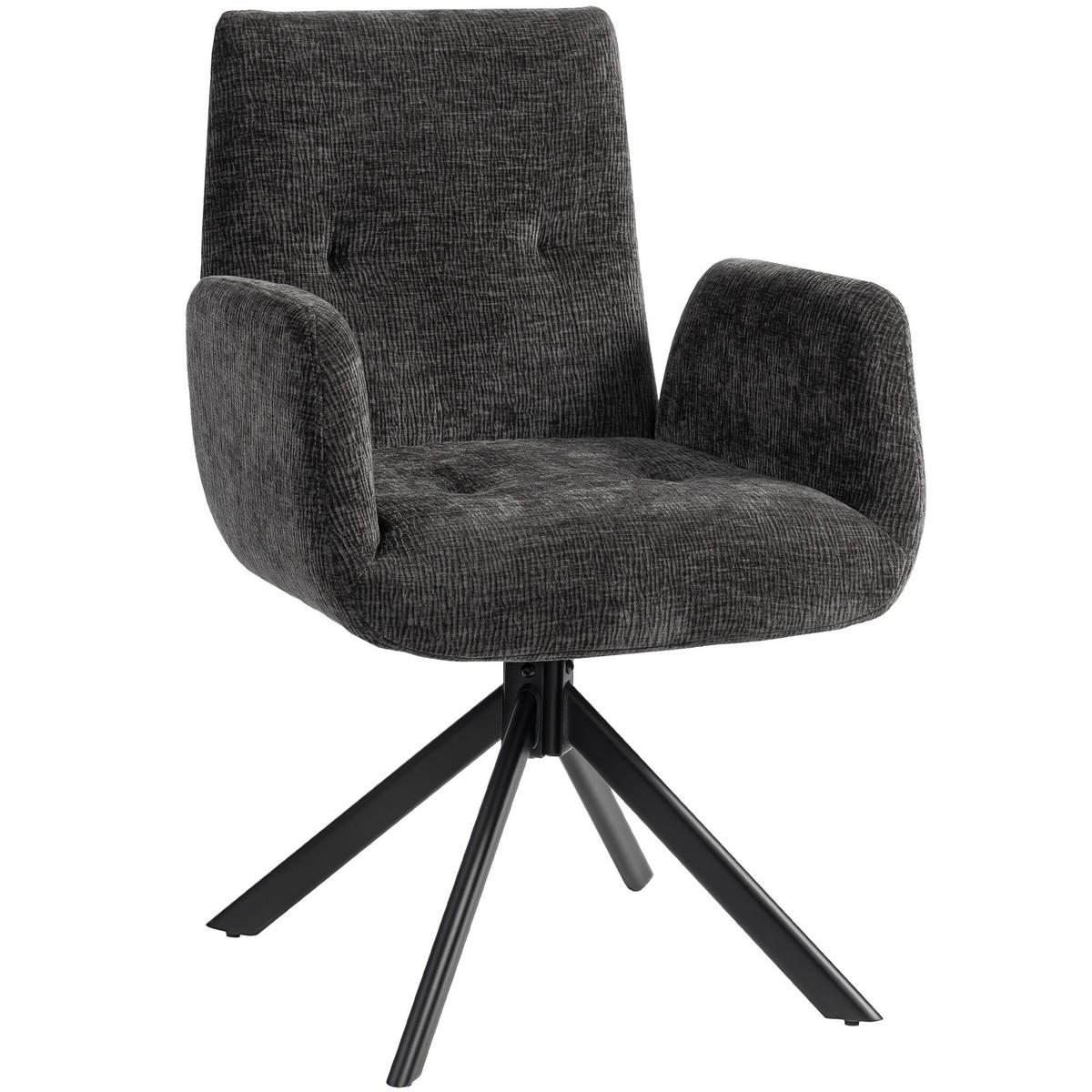 SESSEL Drehbar Loungesessel mit Armlehne Wolle-Leinenoptik Schwarz - Schwarz, Textil/Metall (61/88/60cm) - HOMCOM