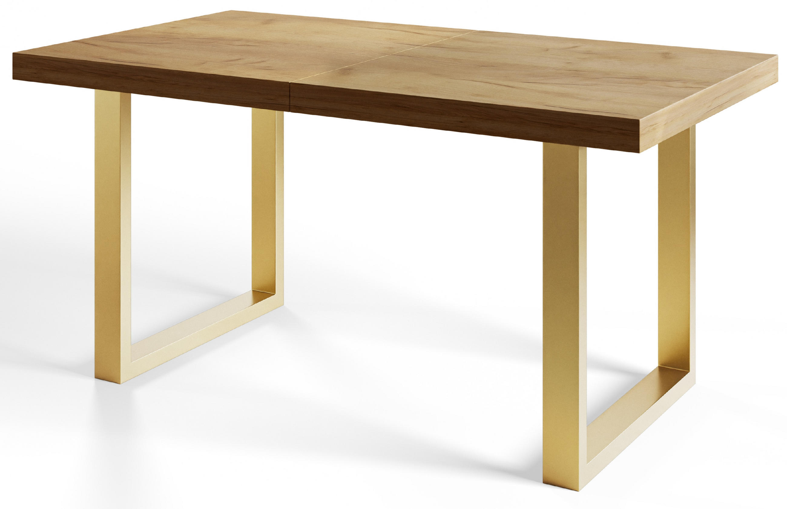 ESSZIMMERTISCH LOFT-U 160X90X77 cm, Farbe: CRAFT, mit Metallbeinen in Farbe Gold - Goldfarben/Braun, Holzwerkstoff (160/90/77cm) - Alpi-Möbel
