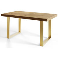 ESSZIMMERTISCH LOFT-U, ausziehbarer Tisch 160-260X90X77 cm, Farbe: CRAFT, mit Metallbeinen in Farbe Gold - Goldfarben/Braun, Holzwerkstoff (160/90/77cm) - Alpi-Möbel