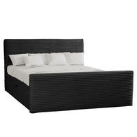 BOXBETT Mit Bettkasten Und Topper TRENTO Stoff Plüsch Cord 160x200 cm Schwarz H2-Pocket - Schwarz, Holz/Textil (160/200cm) - Kaiser Möbel