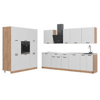 KUCHYNKA Fame-Line, Biely vidiecky dom/Dub Goldkraft, 460 cm, AP Marble - biela/dub medový, kompozitné drevo (460/206.8/60cm) - Vicco