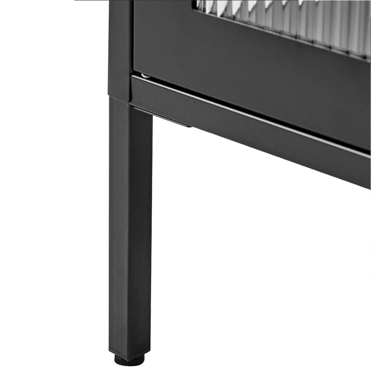 SIDEBOARD mit Glastüren Metall 90 cm Schwarz Lerryn - Schwarz, Metall (90/111/35cm) - Beliani