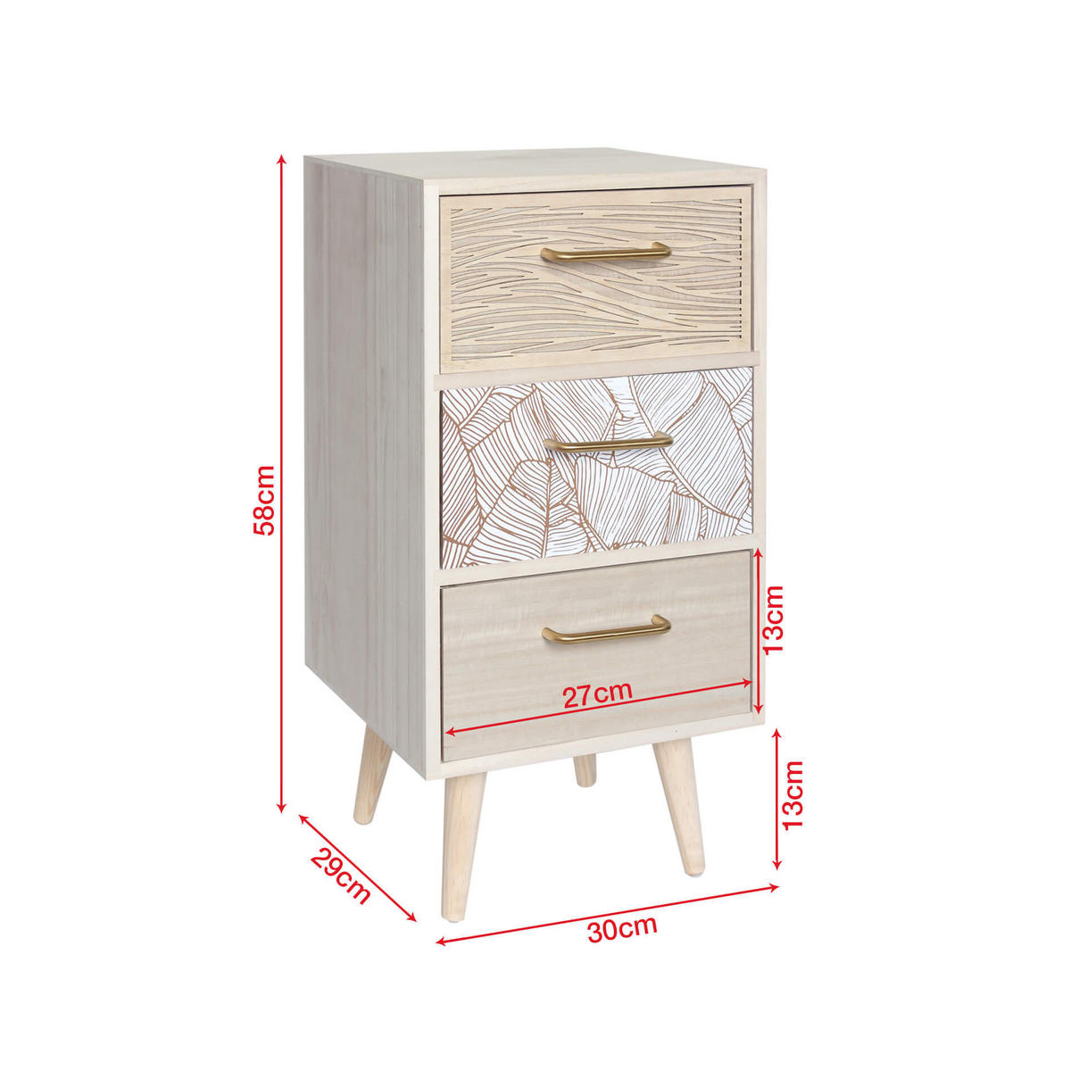 NACHTTISCH Hellbraun 29/29/58 cm - Hellbraun, Naturmaterialien (29/58/29cm) - Mobili Rebecca