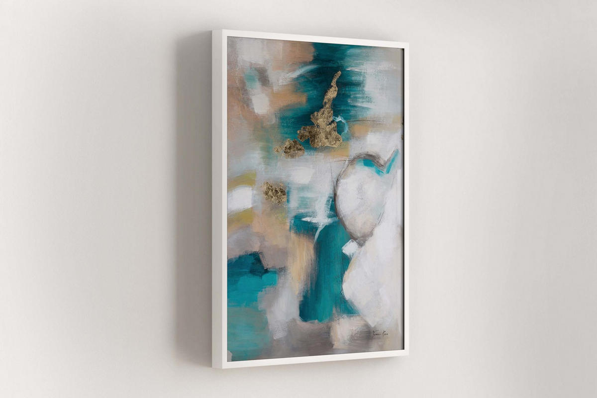 ACRYLBILD HANDGEMALT 75/100 cm - Türkis/Grau, Holz/Textil (75/100cm) - KUNSTLOFT