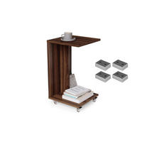 BEISTELLTISCH Rechteckig Nussbaum mit Ablage und Rollen - Nussbaumfarben, Holzwerkstoff (40/40/66cm) - designimpex