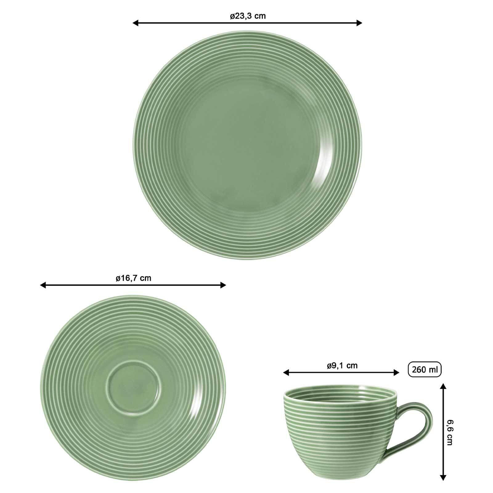 KAFFEESERVICE Beat Color Glaze Salbeigrün 18er Set - Grün, Keramik (24/18.1/43cm) - Seltmann Weiden