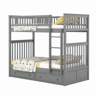 ETAGENBETT umbaubar 90x200 cm mit 2 Schubladen Kiefer Grau - Grau, Holz (90/200cm) - Meubliv