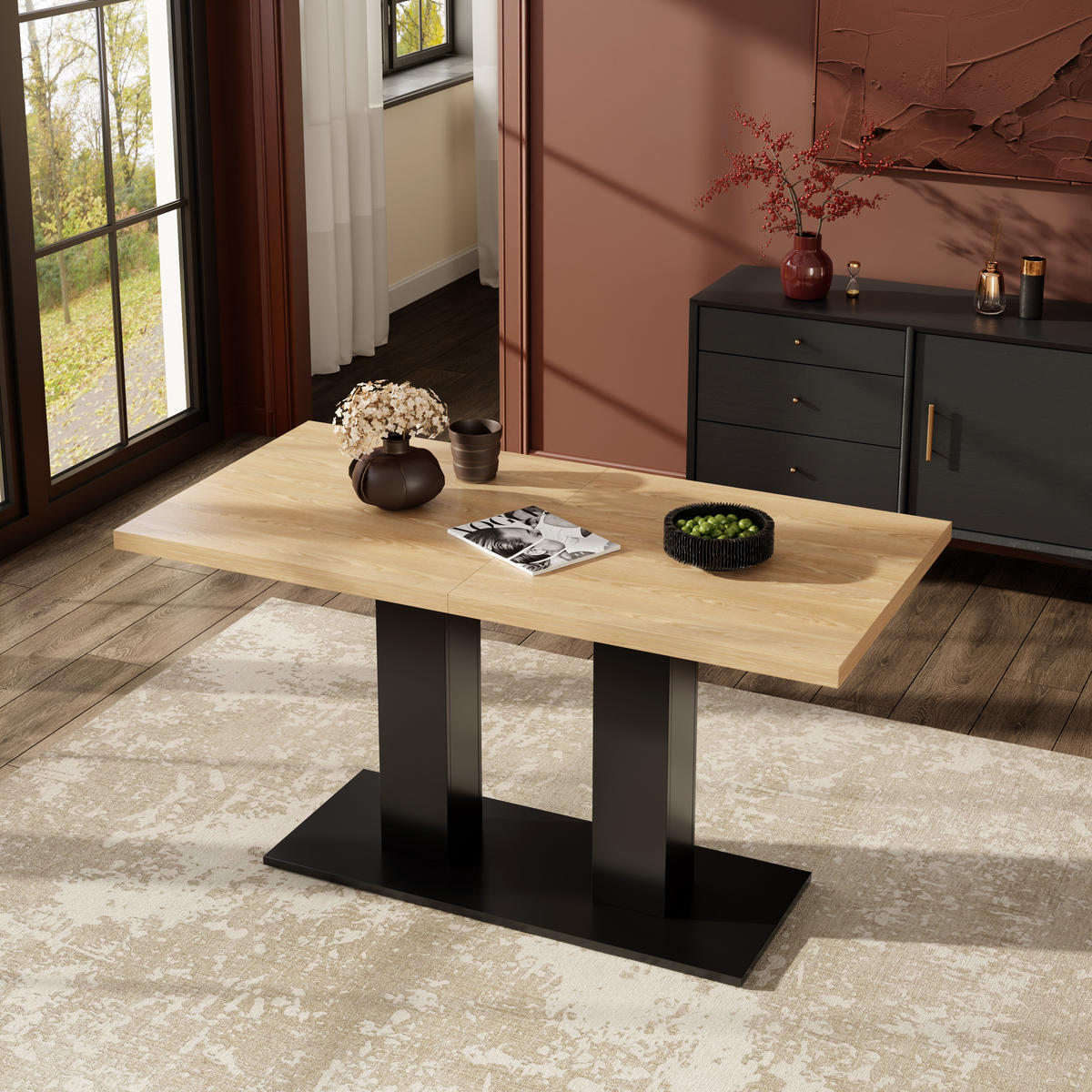 ESSTISCH, 6-8 Personen, Ausziehbar, Naturholz, 140/180x70cm - Naturfarben, Holzwerkstoff (180/70/75cm) - FLIEKS