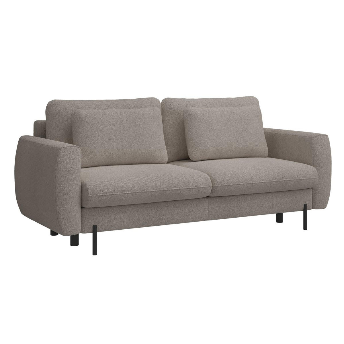 SOFA Rane Hellbraun mit Schlaffunktion - Hellbraun/Schwarz, Textil/Metall (236/90/102cm) - Selsey