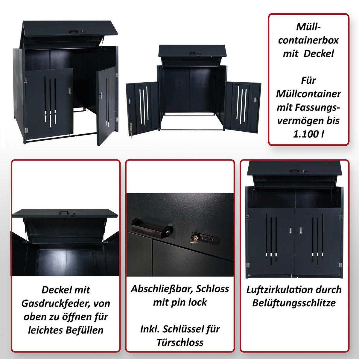 MÜLLCONTAINERVERKLEIDUNG Grau - Grau, Metall (160/154/136cm) - MCW