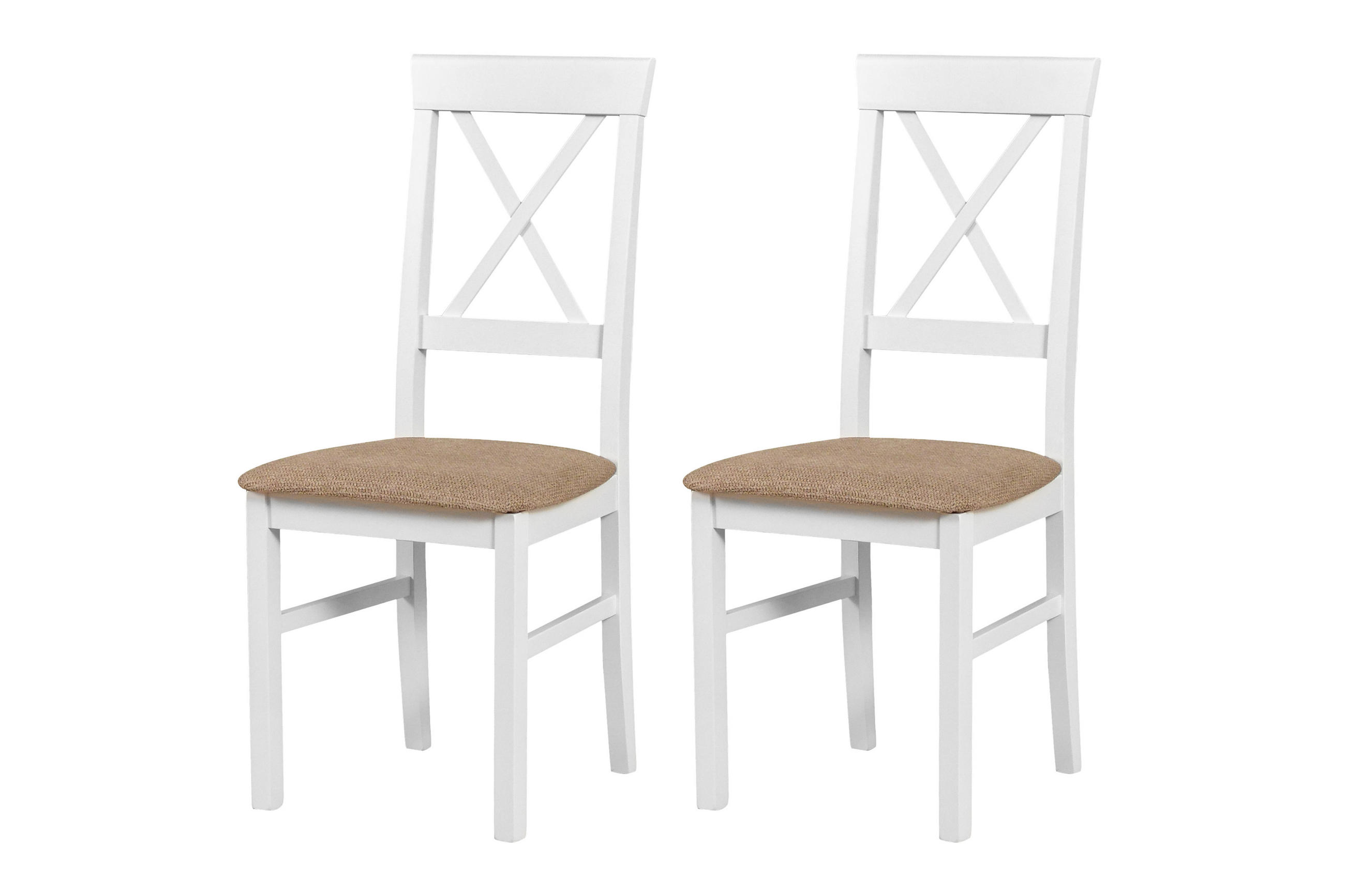 STUHL Nilo 14 (2er Set) - Beige/Weiß, Holz (43/94/40cm) - Leaf Design
