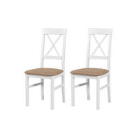STUHL Nilo 14 (2er Set) - Beige/Weiß, Holz (43/94/40cm) - Leaf Design