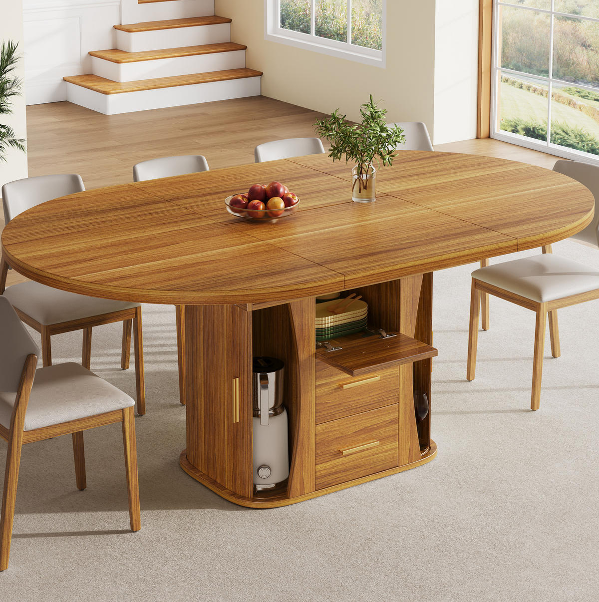 ESSTISCH 118-158/118/77 cm in Walnut aus MDF, ausziehbar mit Stauraum - Braun, Holzwerkstoff (118/118/77cm) - Flora Grace