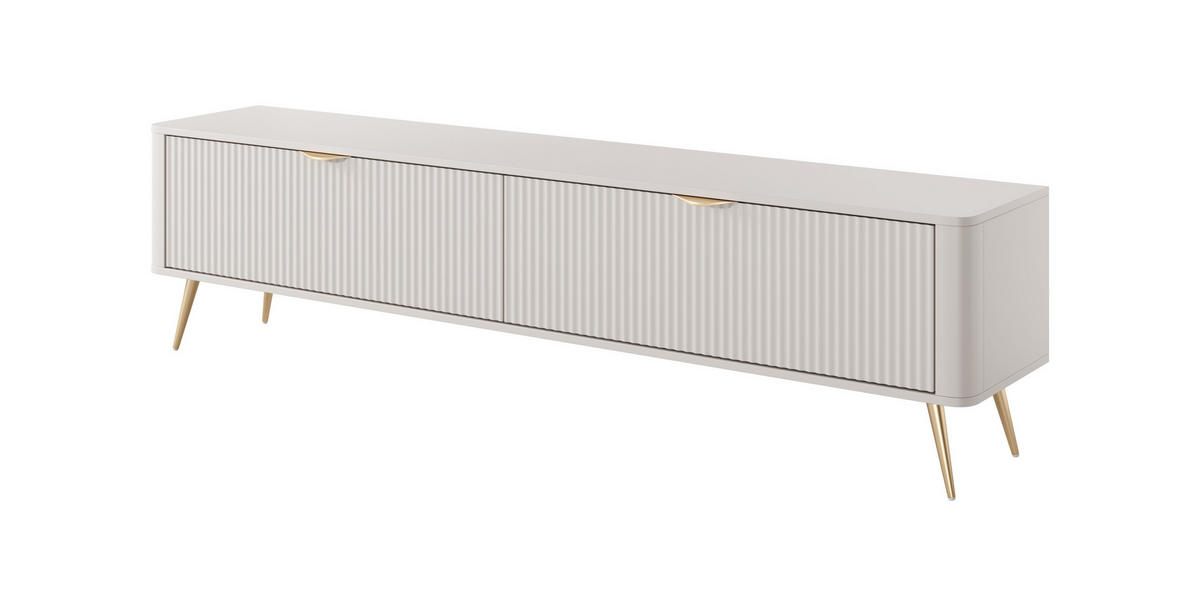 TV-SCHRANK Lante 200 Beige, Goldene Beine, Tv-Tisch mit 2 Türen - Beige, Holzwerkstoff (200/51/38cm) - Bettso