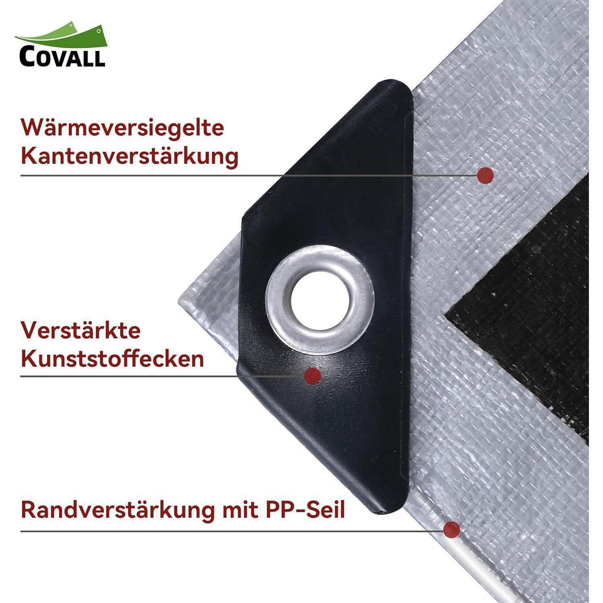 PLANE 4 x 5 m Silber/Schwarz 155 g/m² - Multicolor, Kunststoff (38/28/9cm)