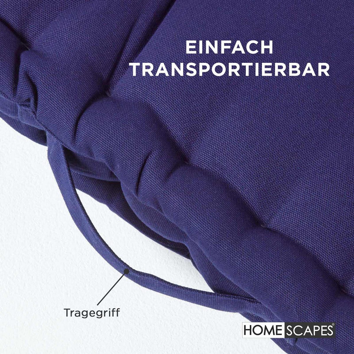 SITZKISSEN dunkelblau 40/40/8 cm – Bodenkissen unifarben - Dunkelblau, Textil (40/40/8cm) - Homescapes