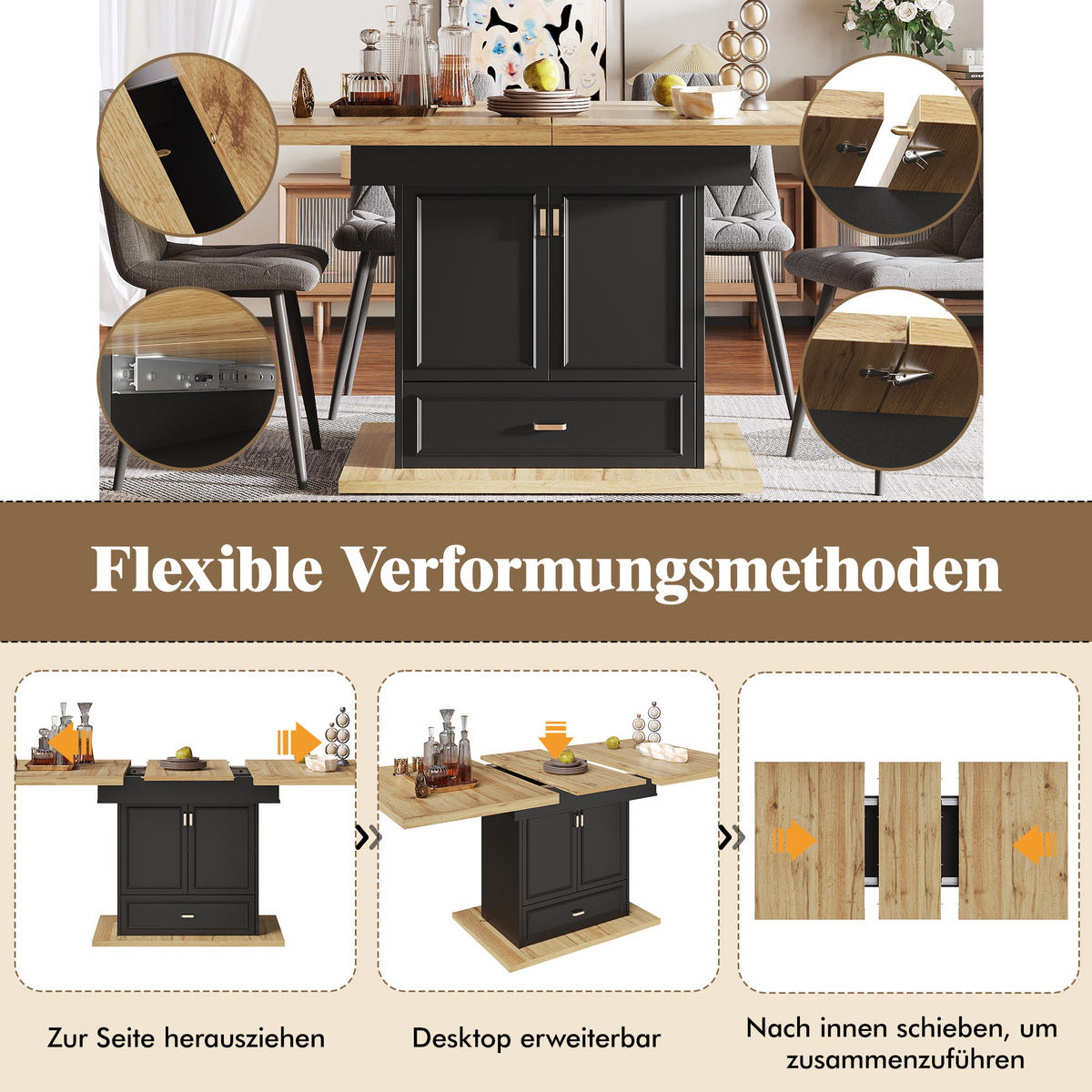 AUSZIEHTISCH Holzoptik 110-140/80/75 cm - Naturfarben, Holz (80/110/75cm) - PANGIVO
