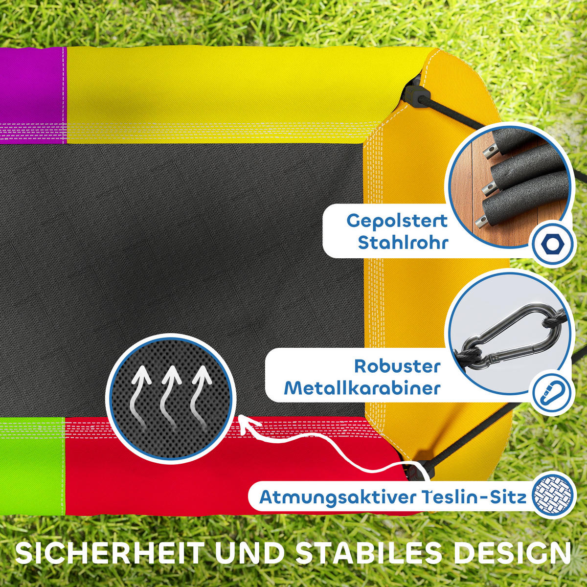 NESTSCHAUKEL Texteline PE Mehrfarbig - Multicolor, Textil (77/148cm) - AIYAPLAY