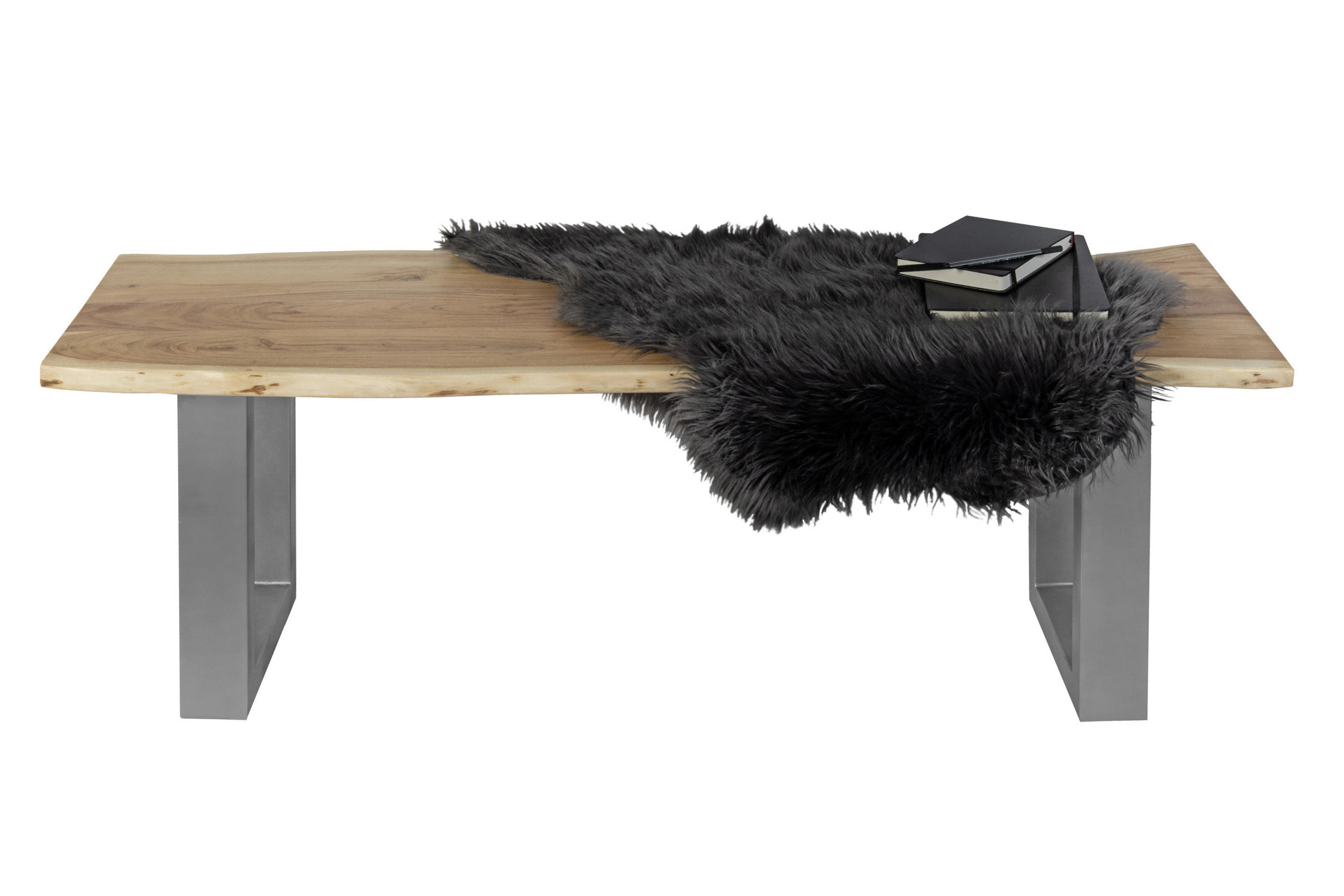 SITZBANK NOAH - Beige/Silberfarben, Holz/Metall (120/47/42cm) - SAM
