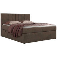 BOXSPRINGOVÁ POSTEĽ INERO 180/200 - Hnedá Samet - Topper T25 - H3 (stredne tvrdý) - hnedá/čierna, textil/plast (180/200cm) - MKS