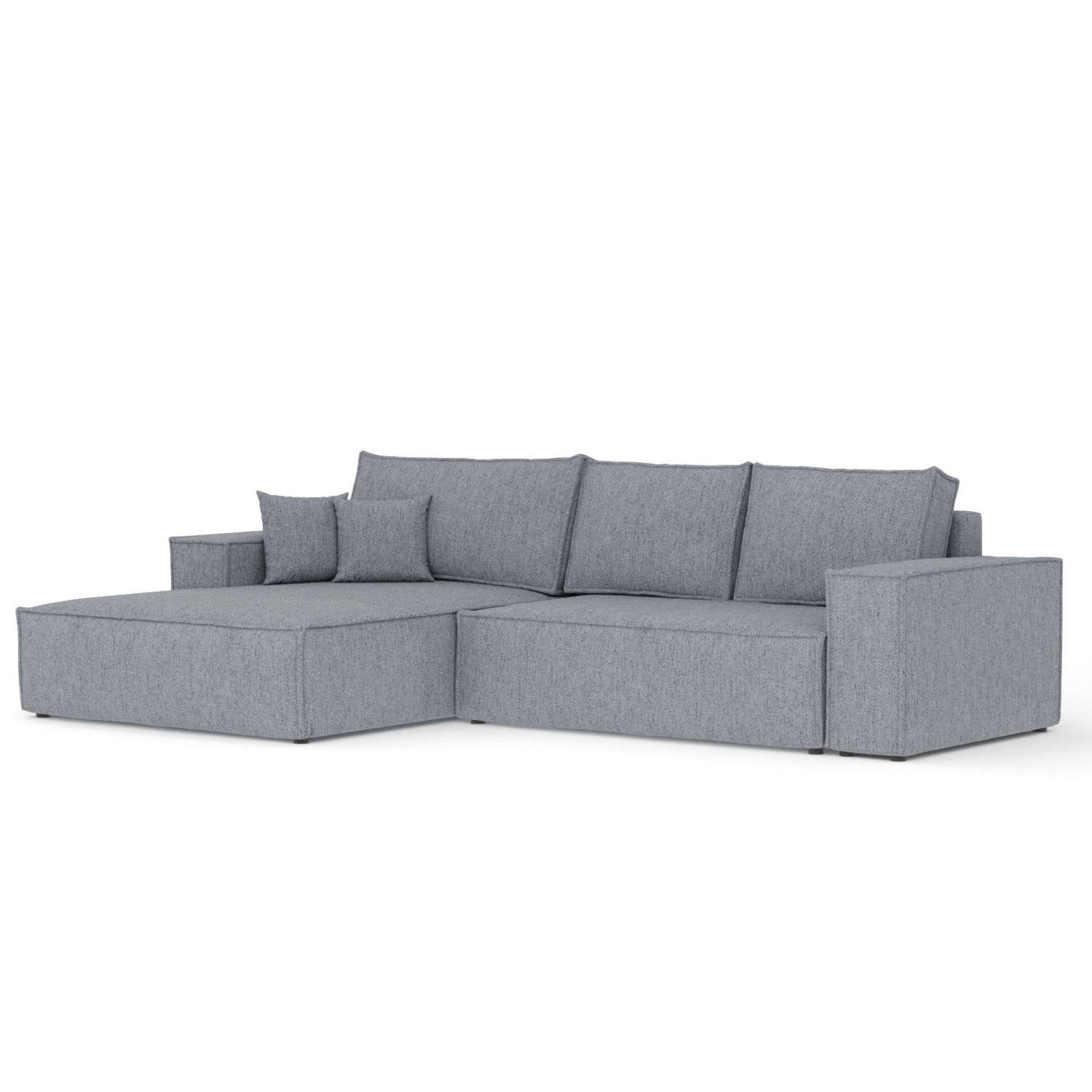 ECKSOFA TAURI mit Schlaffunktion Grau im Neve Stoff - Schwarz/Grau, Holz/Holzwerkstoff (294/185cm) - AltaBeds