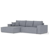 ECKSOFA TAURI mit Schlaffunktion Grau im Neve Stoff - Schwarz/Grau, Holz/Holzwerkstoff (294/185cm) - AltaBeds